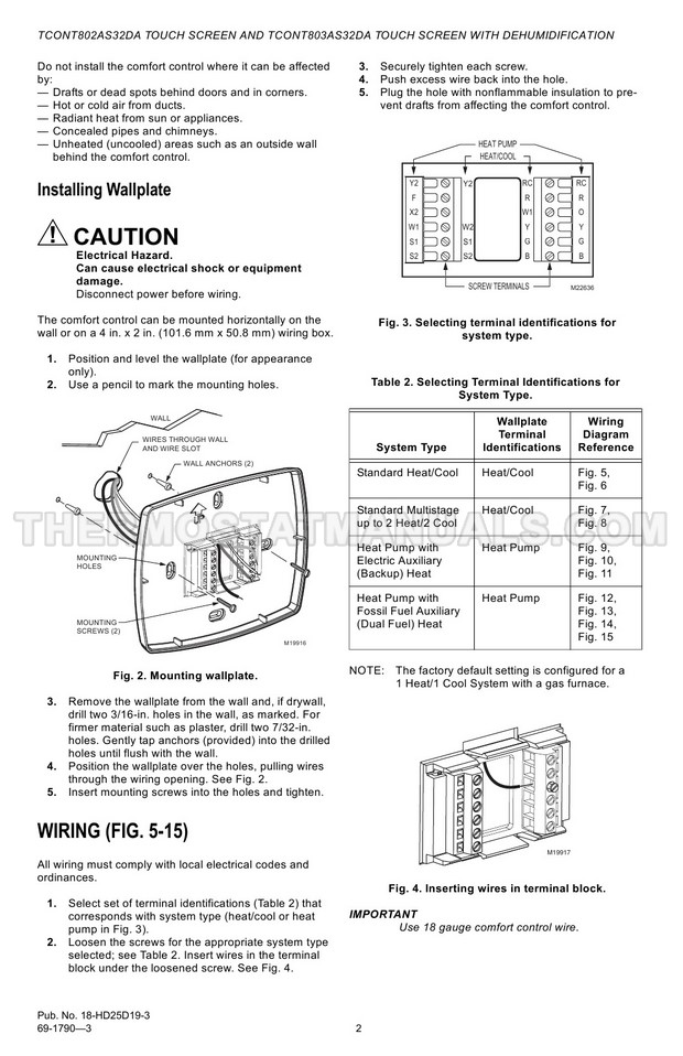 trane thermostat 802 manual